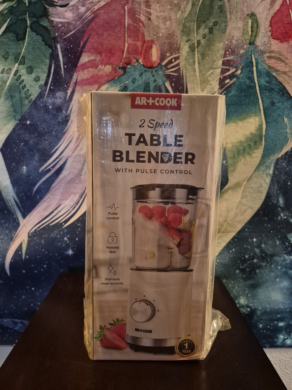 AR+COOK 2-Speed Table Blender in Silver with Clear Jar